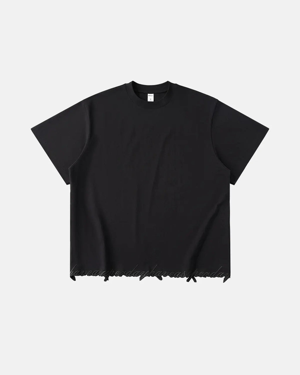 Embroidered Frayed Hem Oversized T-Shirt | Inflation Streetwear