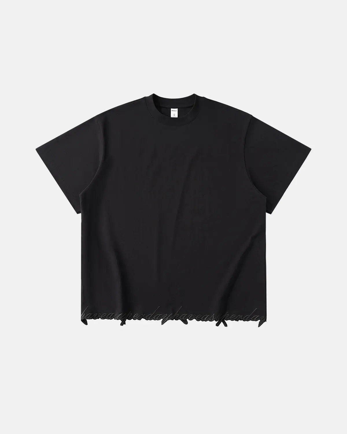 Embroidered Frayed Hem Oversized T-Shirt | Inflation Streetwear
