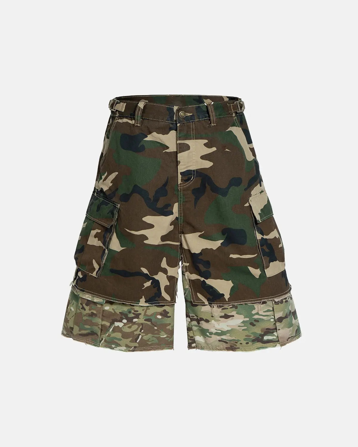 Camo Layered Longline Jorts | Inflation Streetwear