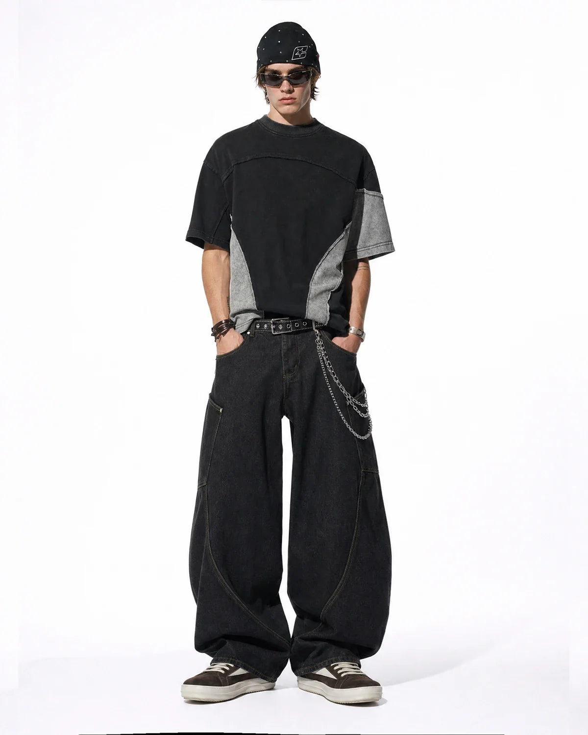 Patchwork Washed Boxy Cropped T-Shirt | Inflation Streetwear