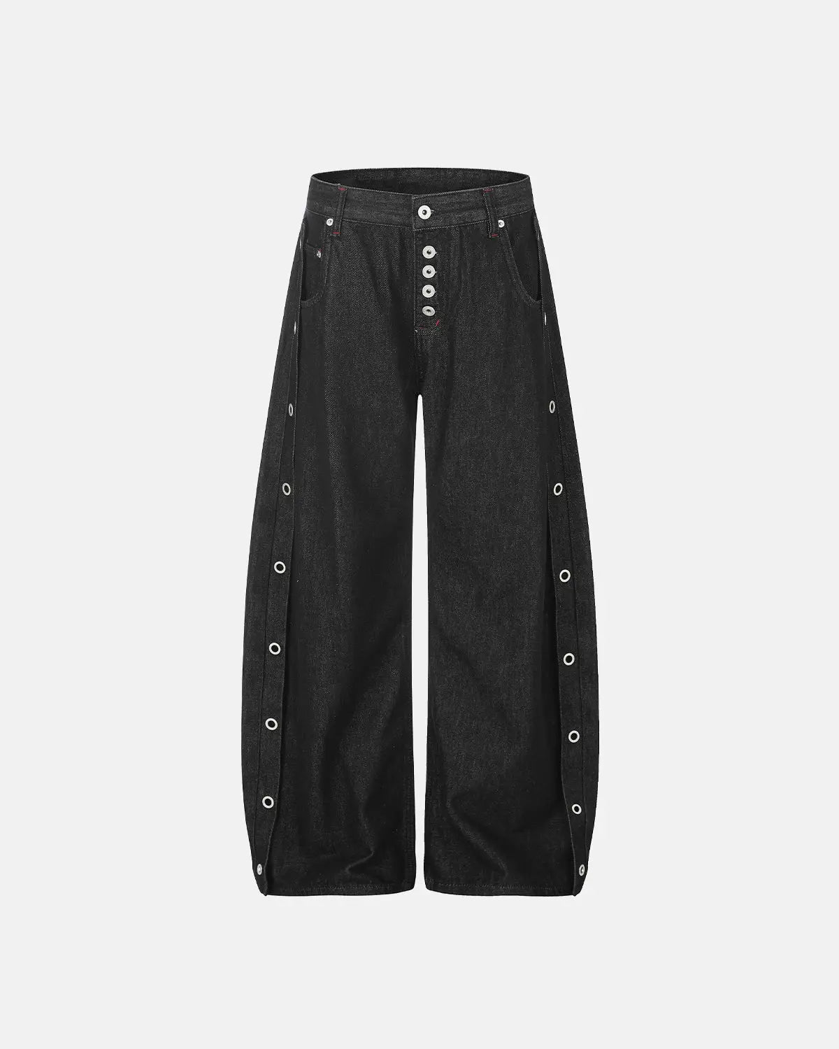 Side Eyelet Buttons Barrel Jeans | Inflation Streetwear
