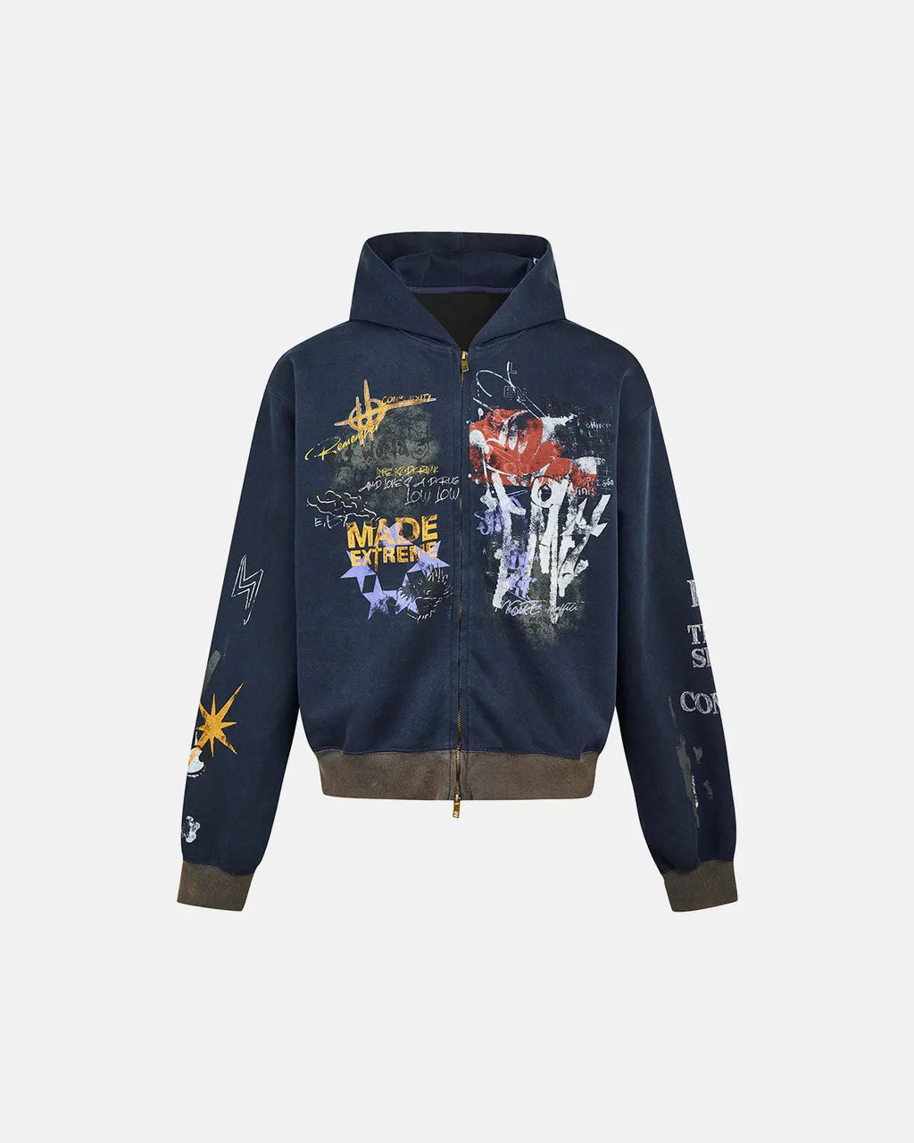 Boxy Graffiti Zip Up Hoodie | Inflation Streetwear