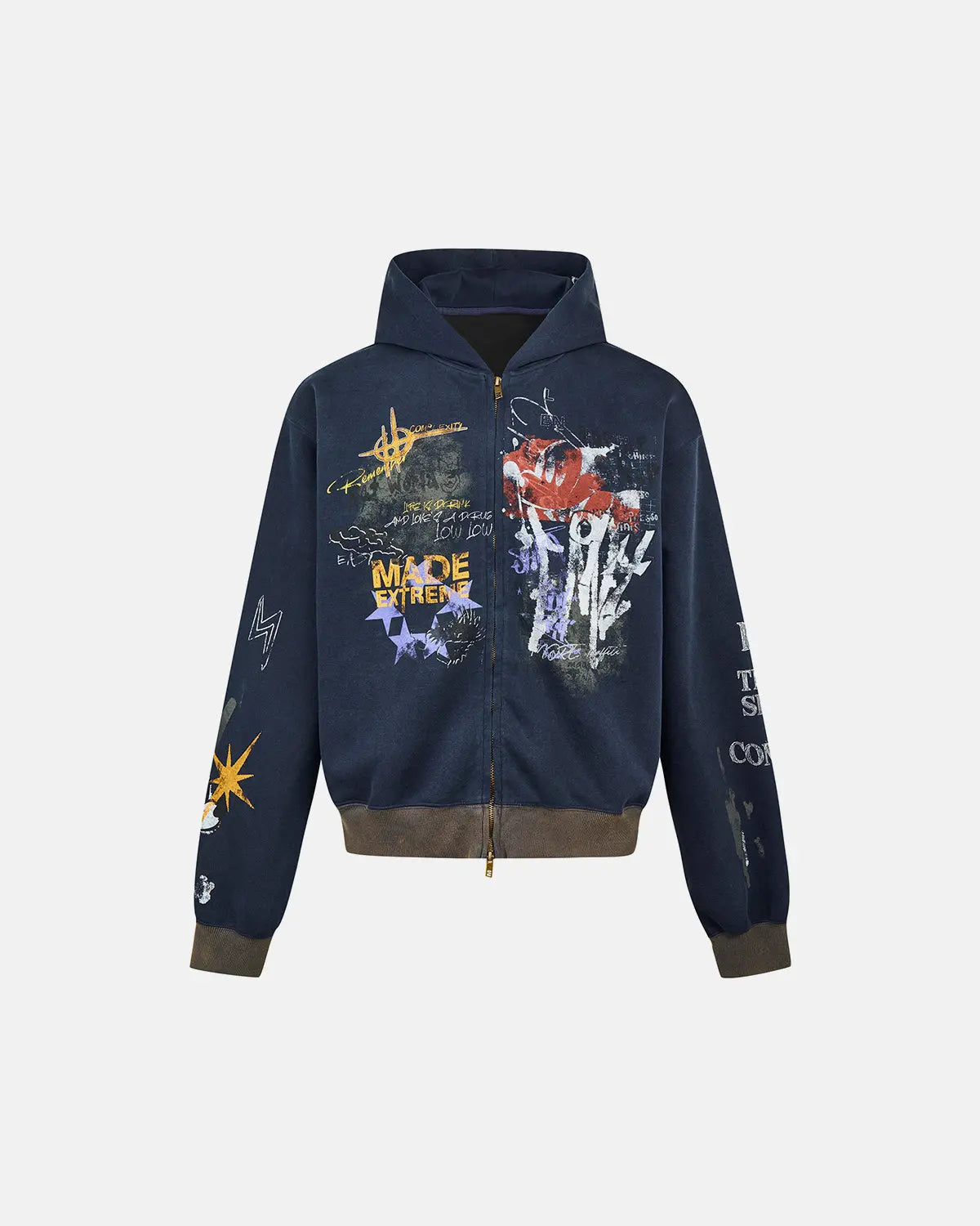 Boxy Graffiti Zip Up Hoodie | Inflation Streetwear