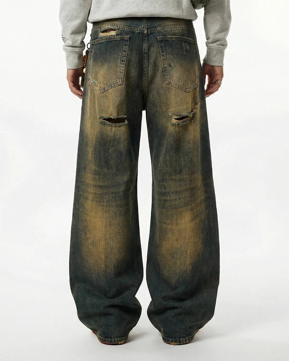 Dirty Wash Rhinestone Baggy Jeans | Inflation Streetwear