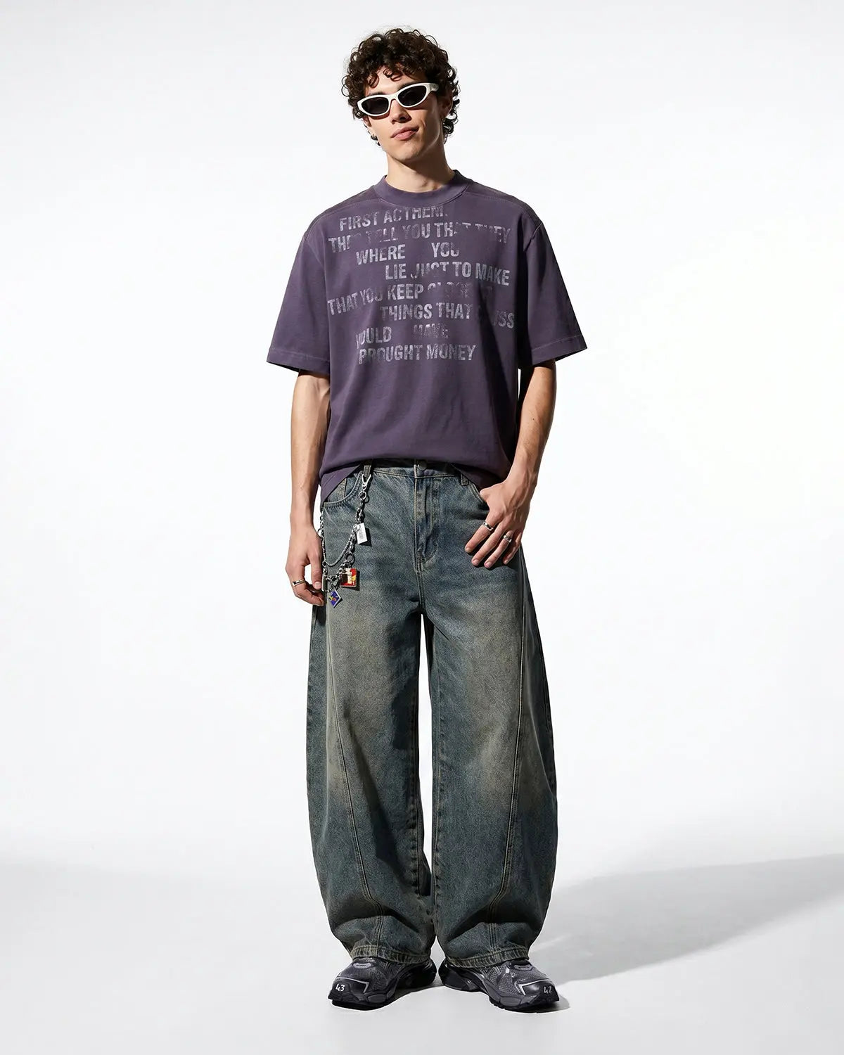 Mock Neck Distressed Graphic T-Shirt | Inflation Streetwear