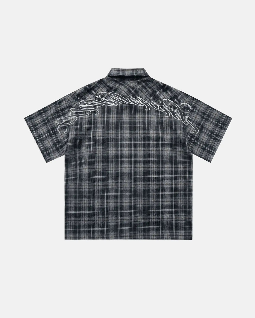 Plaid Script Embroidered Shirt | Inflation Streetwear