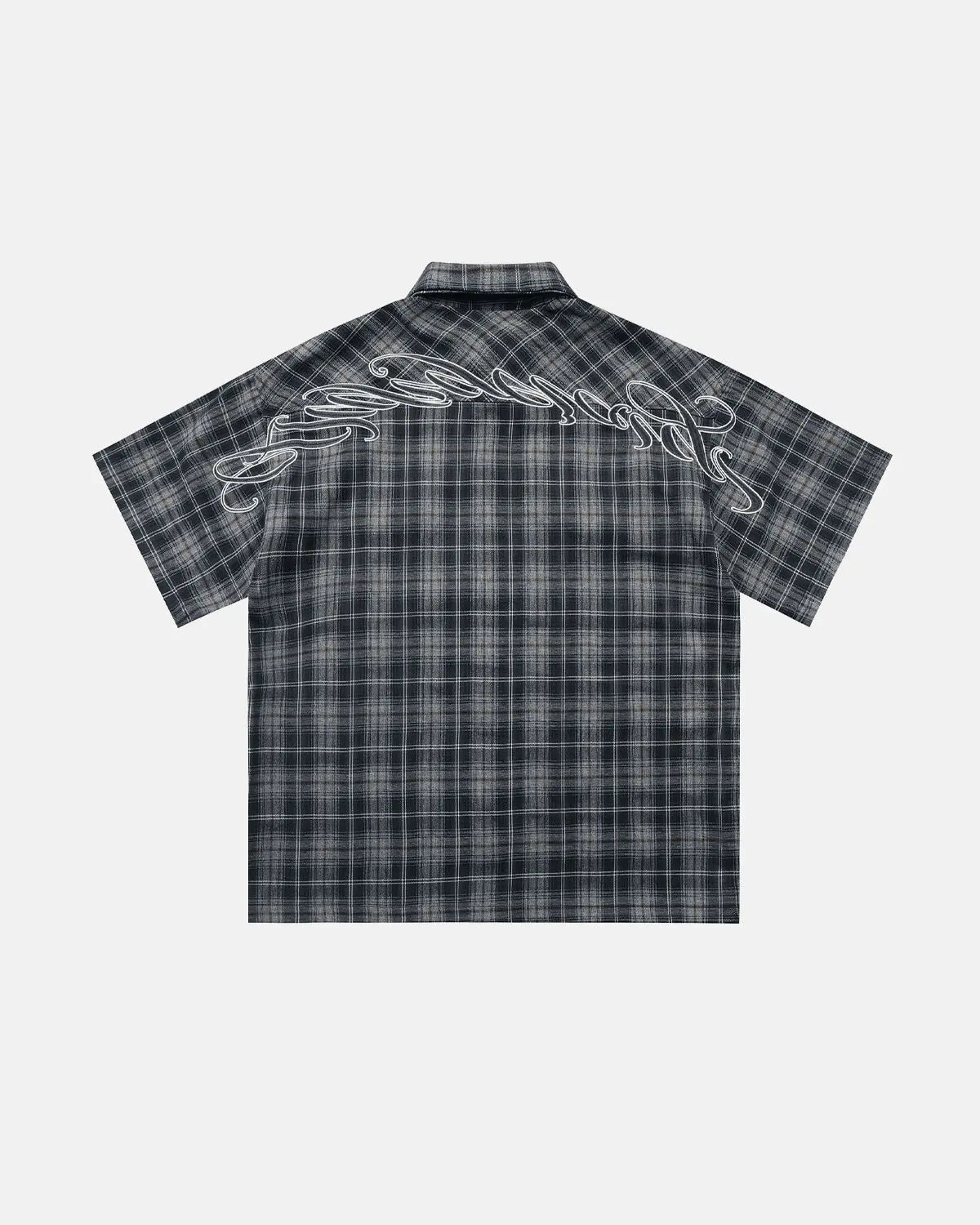 Plaid Script Embroidered Shirt | Inflation Streetwear
