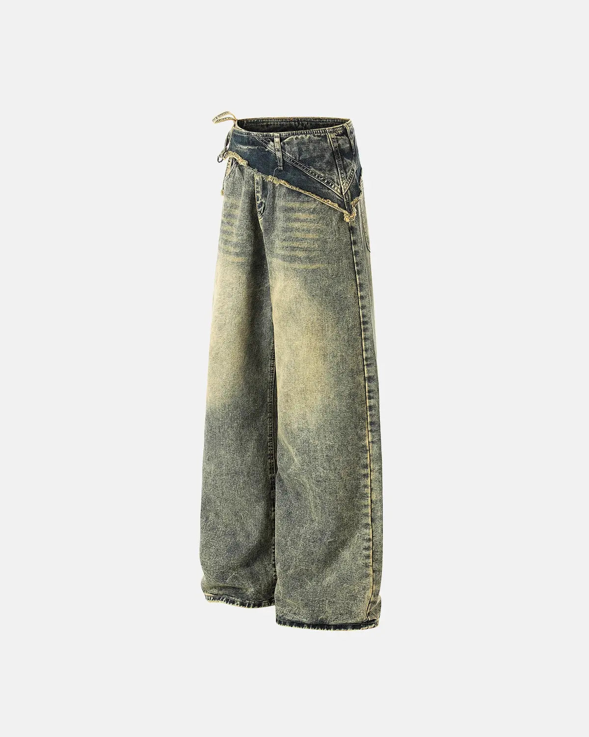 Distressed Washed Wide Leg Denim Jeans | Inflation Streetwear