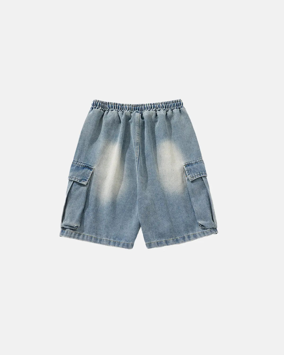 Washed Denim Cargo Shorts with Drawstring | Inflation Streetwear