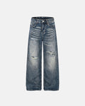 Whisker Wash Distressed Baggy Jeans | Inflation Streetwear
