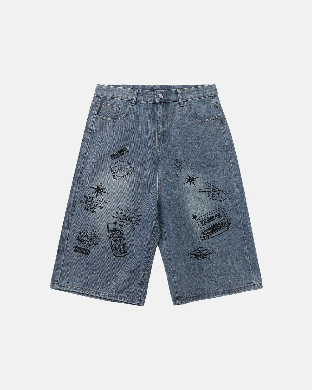 Washed Graffiti Longline Jorts | Inflation Streetwear