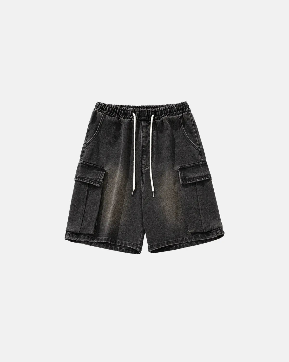 Washed Denim Cargo Shorts with Drawstring | Inflation Streetwear