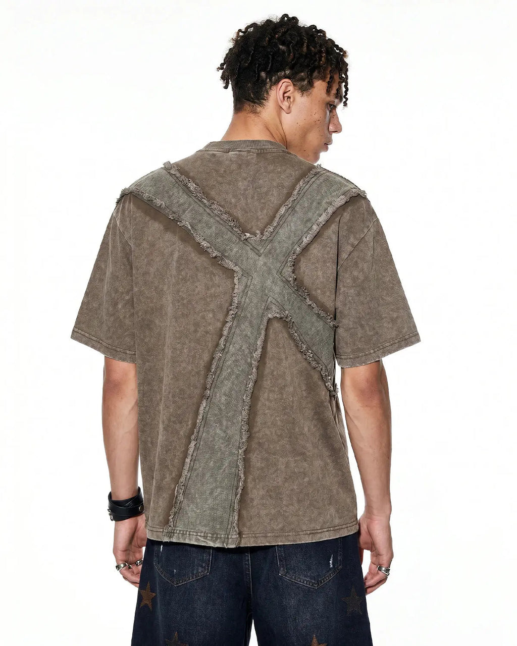 Deconstructed Cross Washed T-Shirt | Inflation Streetwear