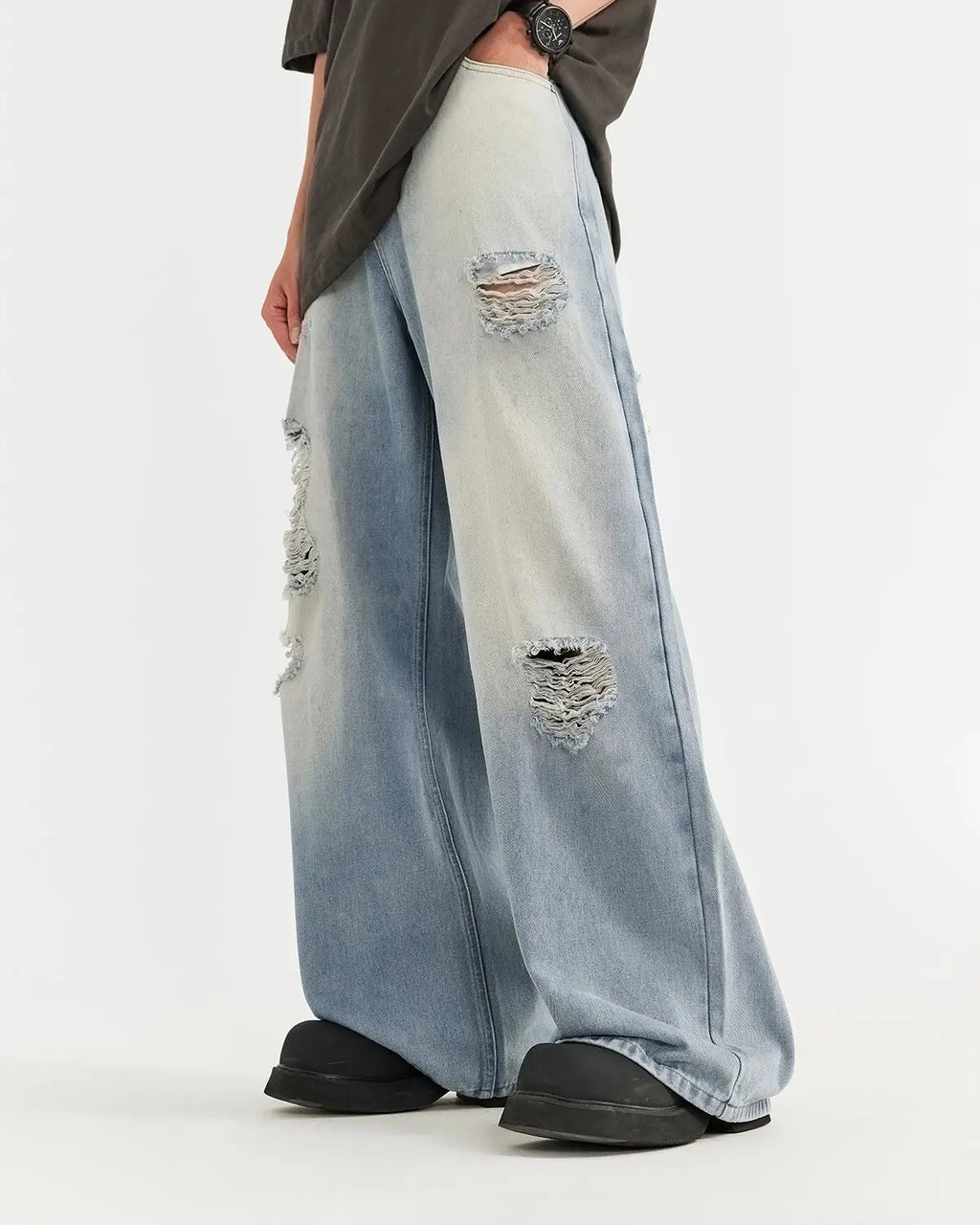 Distressed Ripped Blue Jeans | Inflation Streetwear
