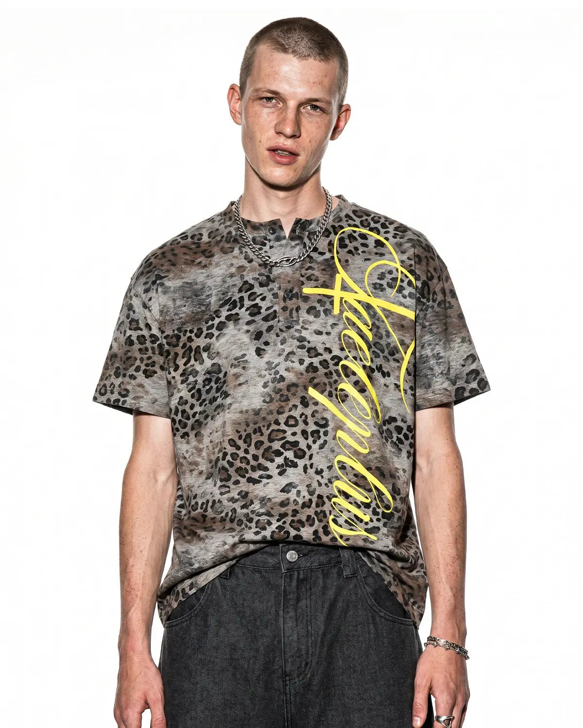 Leopard Script Henley Baby Tees | Inflation Streetwear
