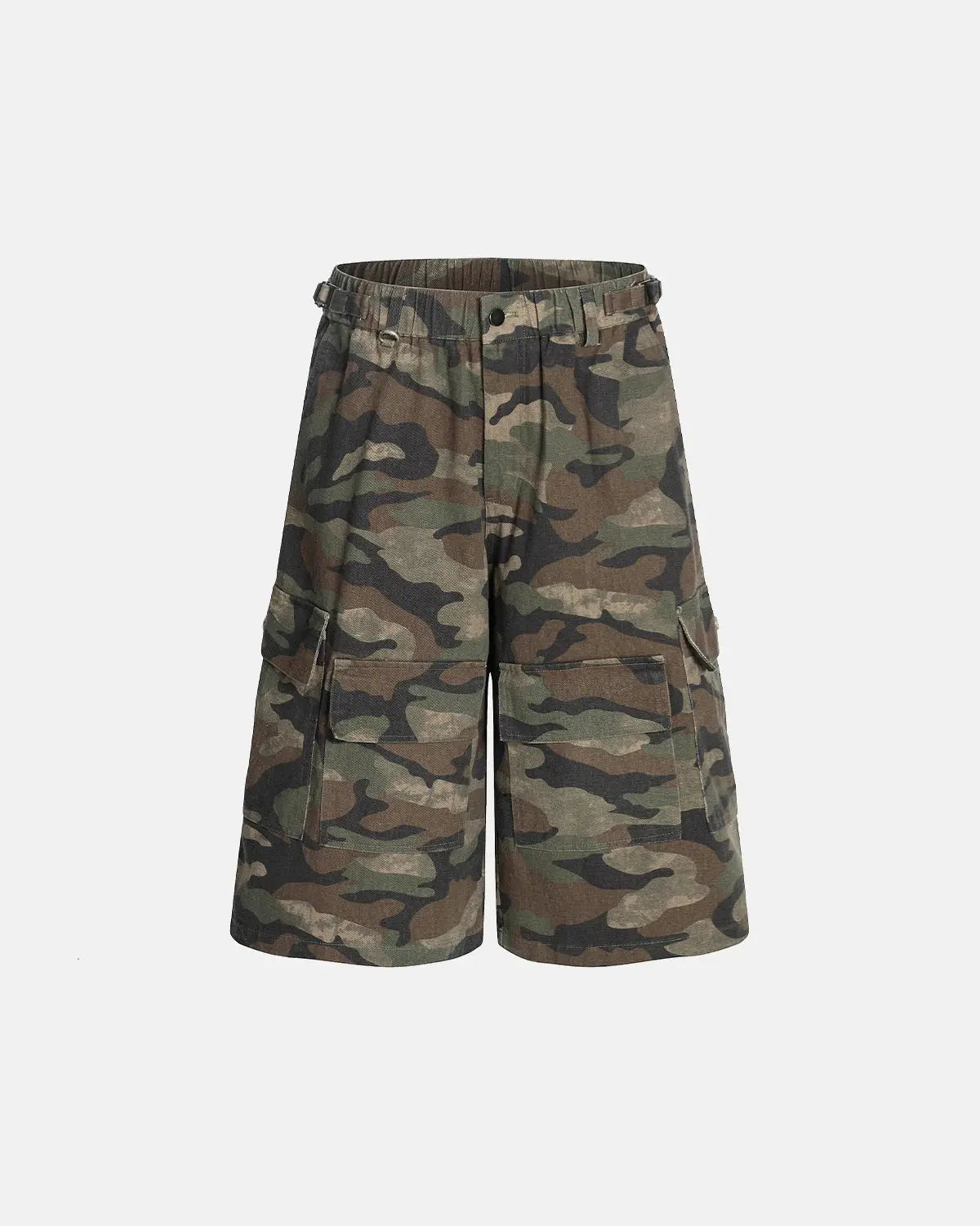 Grey Camo Utility Longline Shorts | Inflation Streetwear