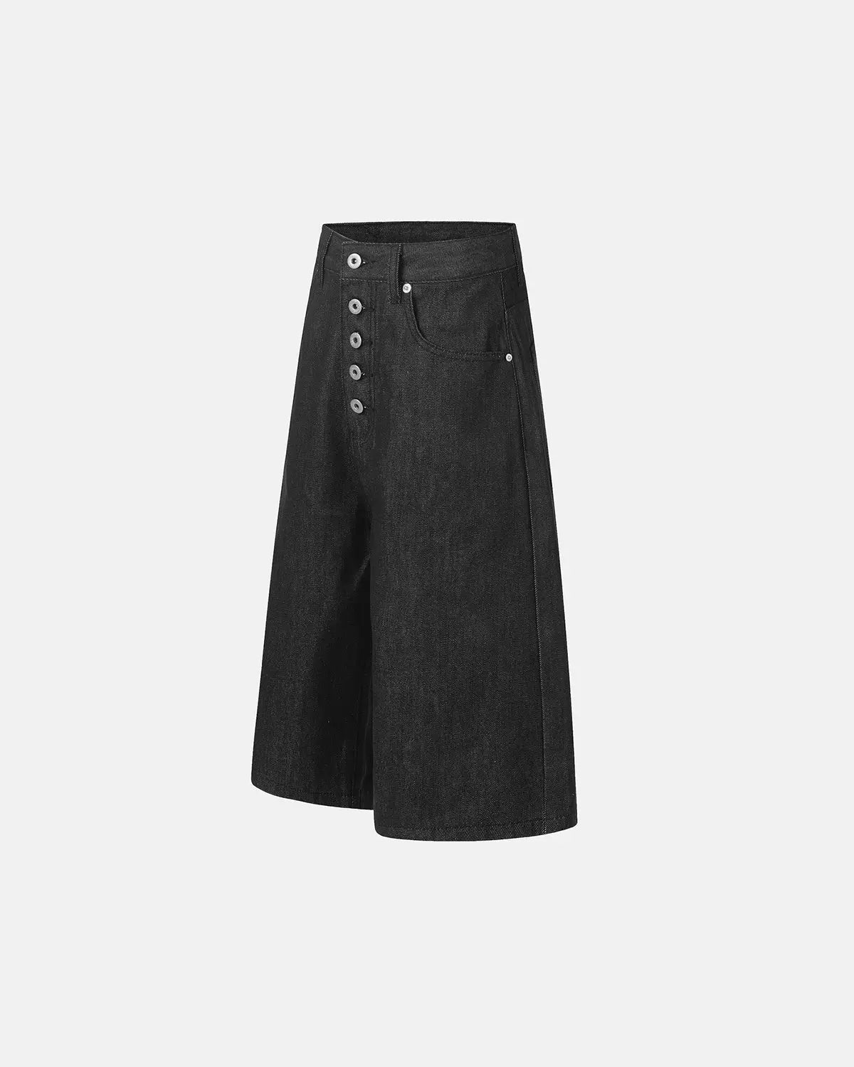 Button Detail Baggy Denim Jorts | Inflation Streetwear