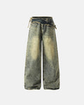 Distressed Washed Wide Leg Denim Jeans | Inflation Streetwear