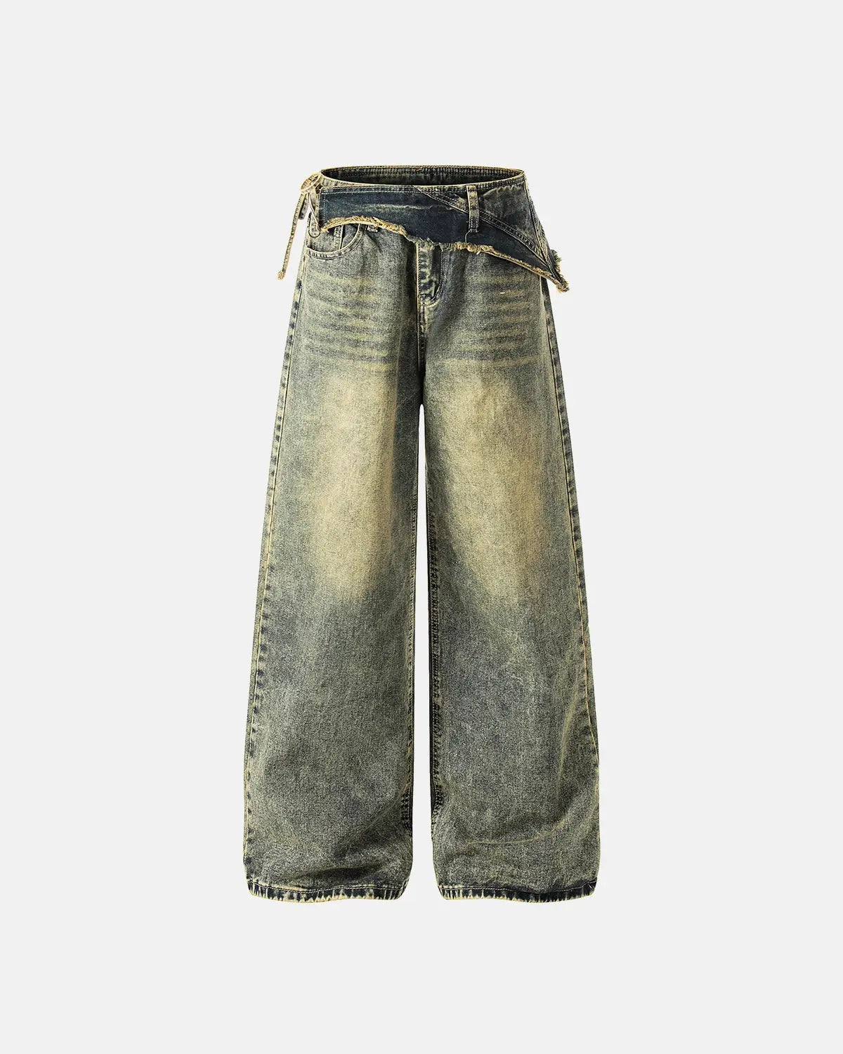 Distressed Washed Wide Leg Denim Jeans | Inflation Streetwear