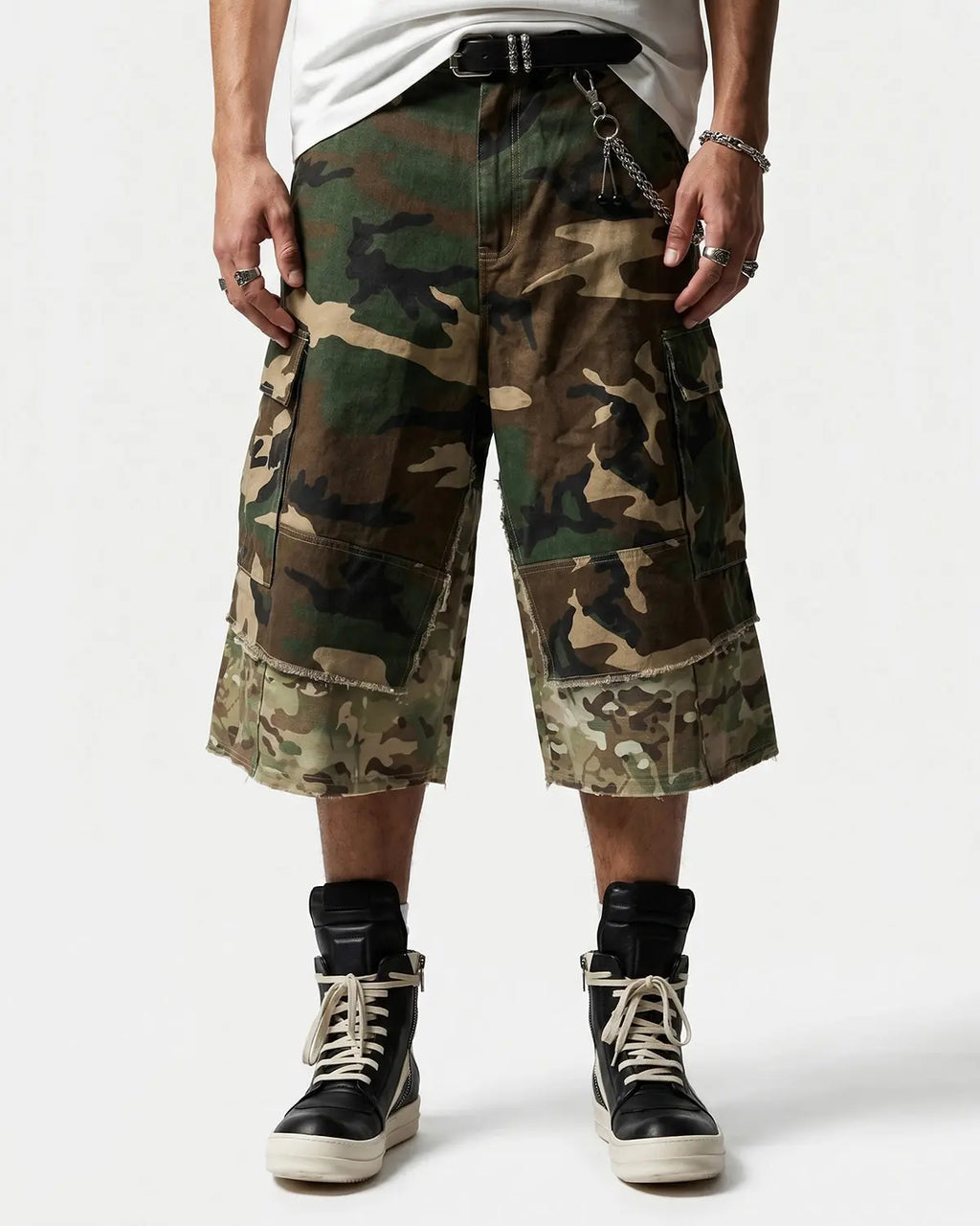 Camo Layered Longline Jorts | Inflation Streetwear