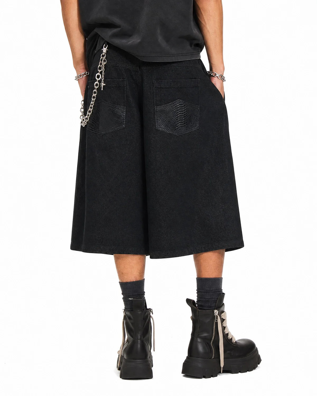 Black Baggy Long Jorts | Inflation Streetwear