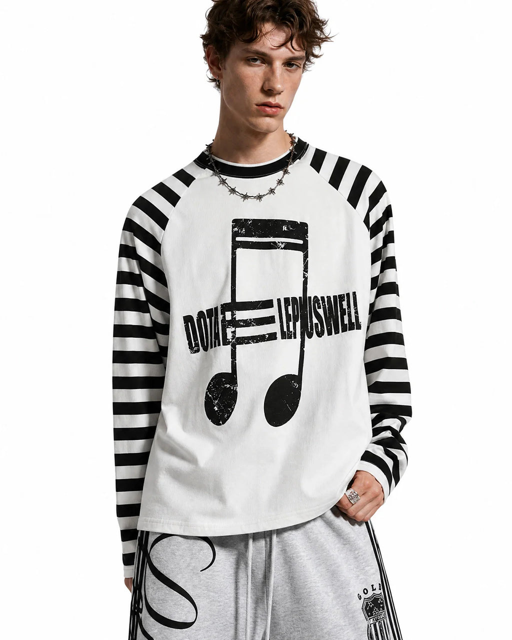 Music Graphic Striped Long Sleeve T-Shirt | Inflation Streetwear