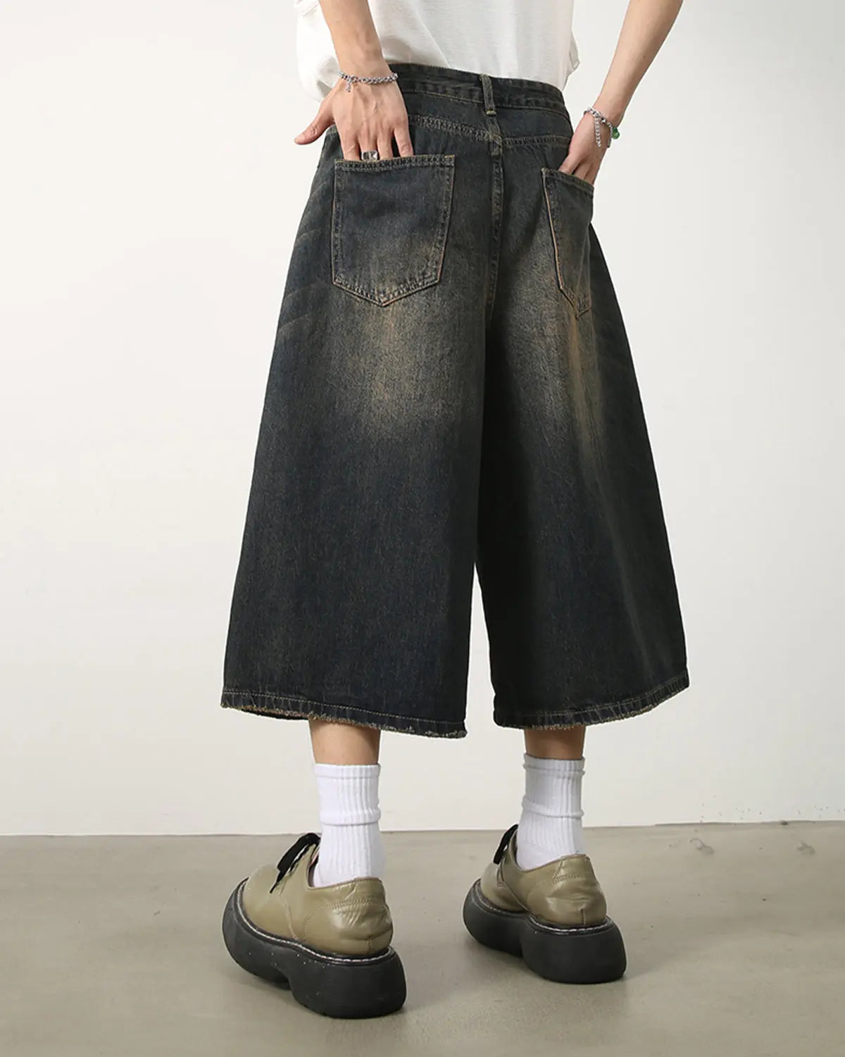 Washed Baggy Denim Jorts | Inflation Streetwear