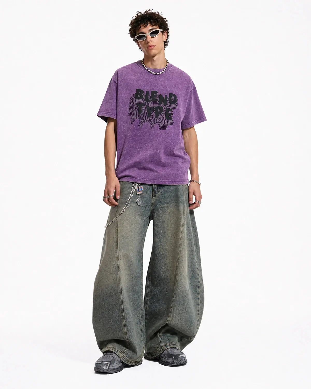 Purple Washed Oversized Graphic T-Shirt | Inflation Streetwear