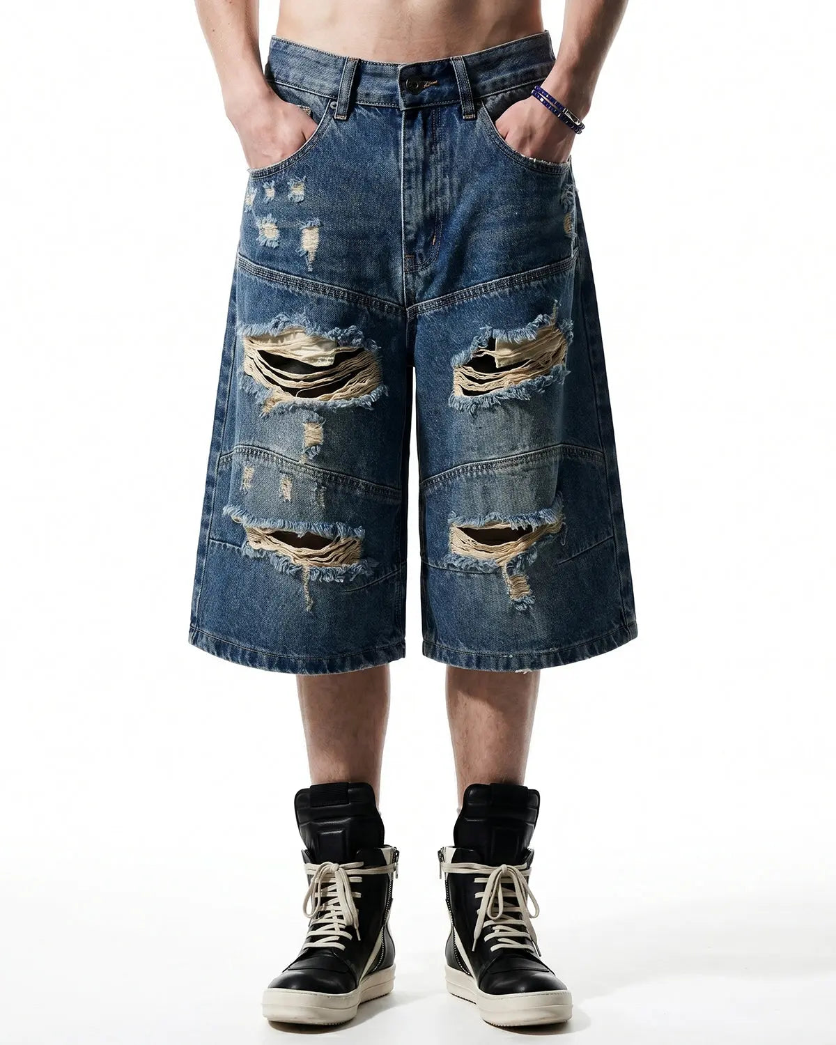 Heavy Washed Distressed Baggy Jorts | Inflation Streetwear