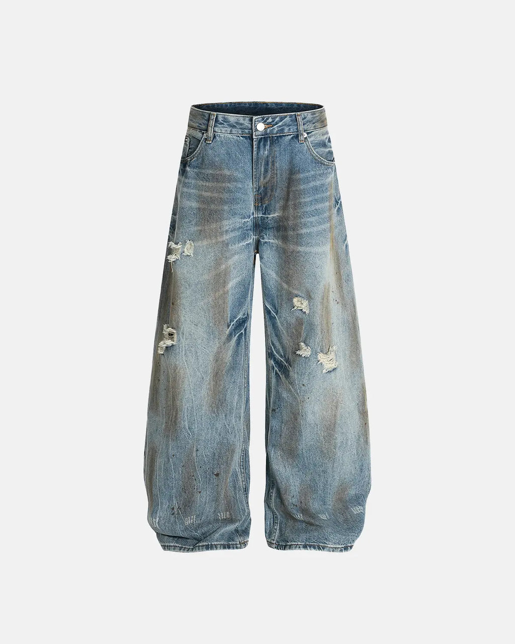Dirty Wash Distressed Barrel Jeans | Inflation Streetwear