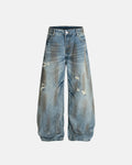 Dirty Wash Distressed Barrel Jeans | Inflation Streetwear