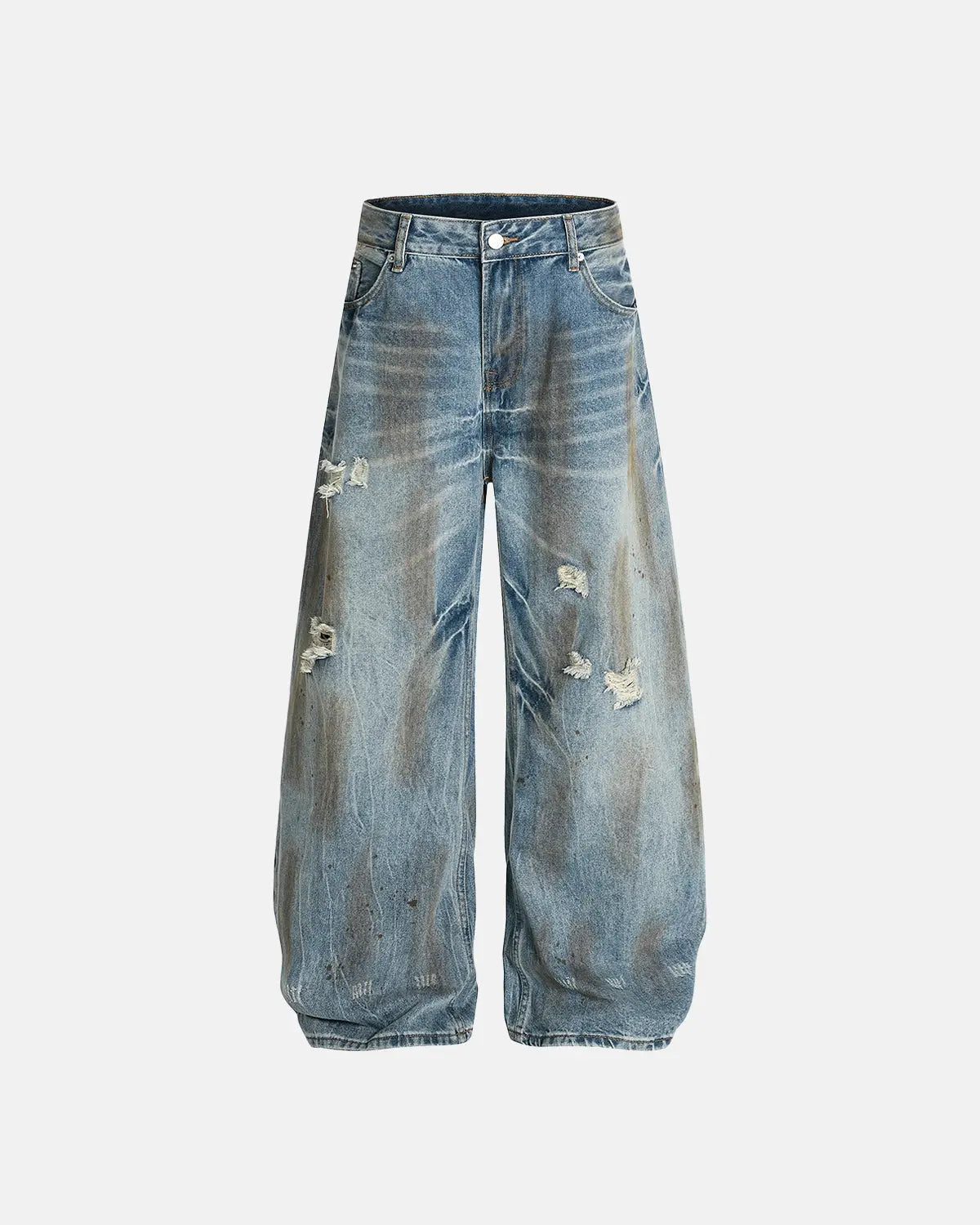 Dirty Wash Distressed Barrel Jeans | Inflation Streetwear