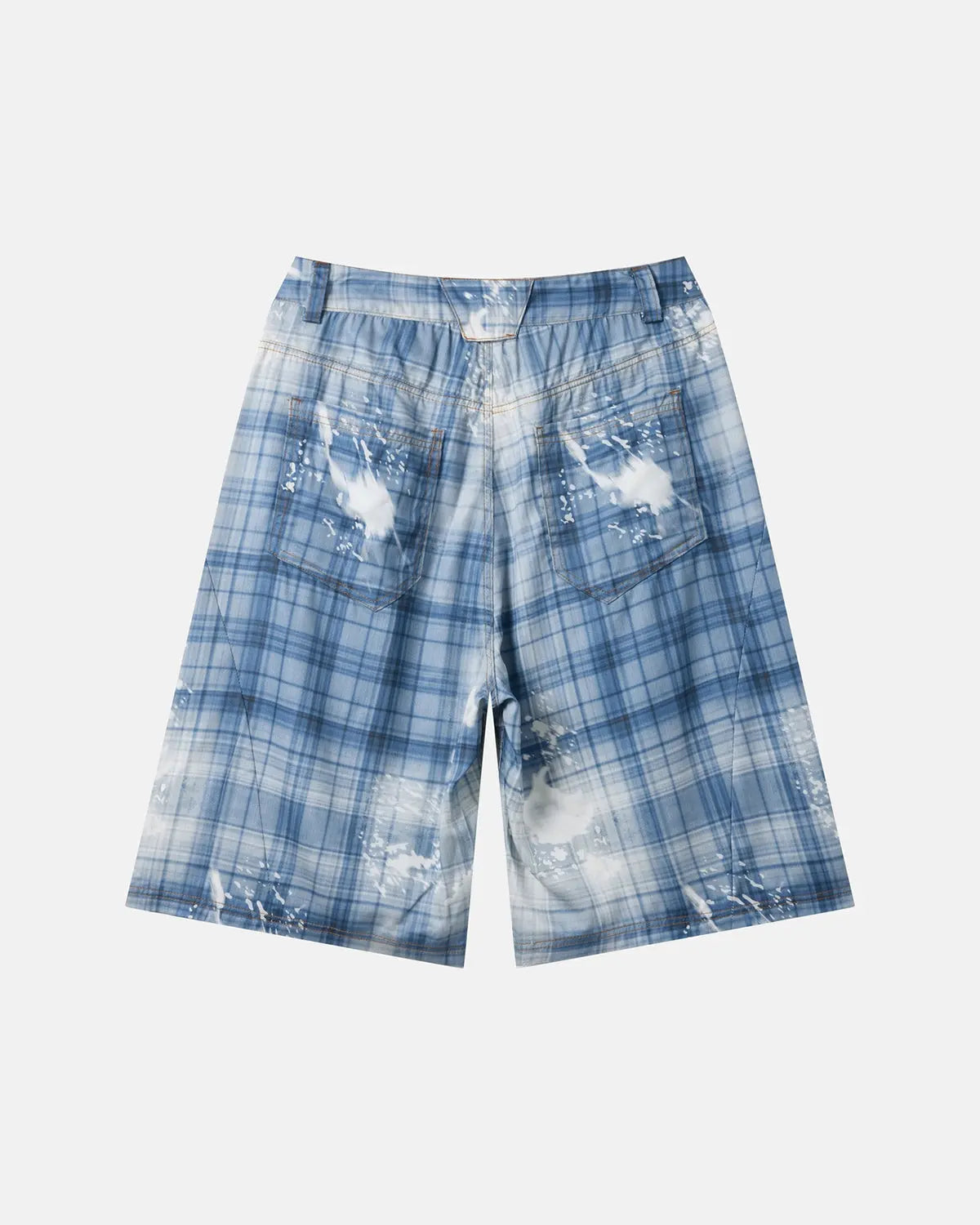 Tencel Washed Plaid Print Longline Shorts | Inflation Streetwear