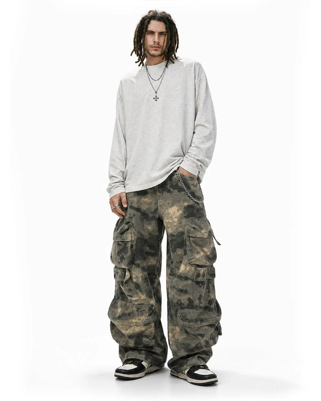 Camo Multi-Pocket Baggy Cargo Pants | Inflation Streetwear