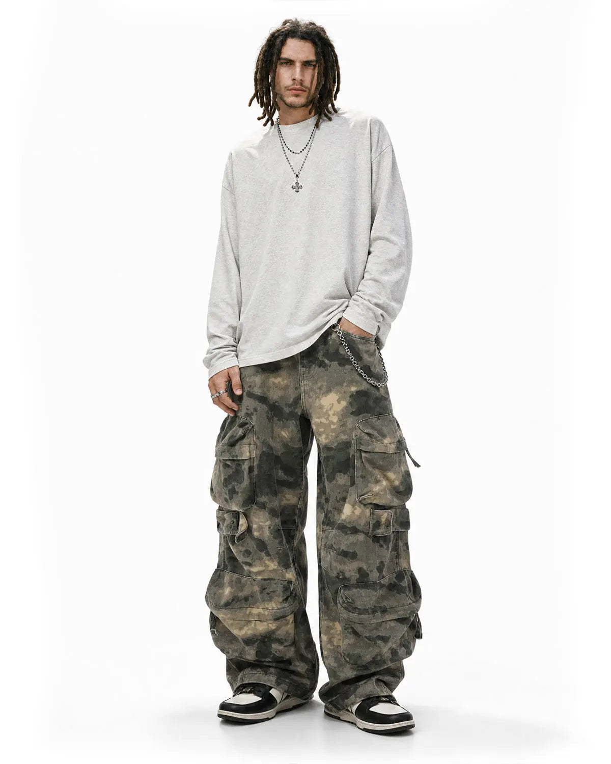 Camo Multi-Pocket Baggy Cargo Pants | Inflation Streetwear