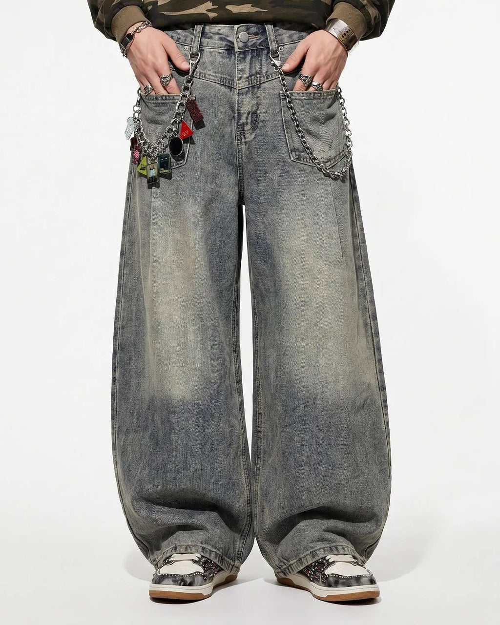 Distressed Eyelet Barrel Jeans | Inflation Streetwear