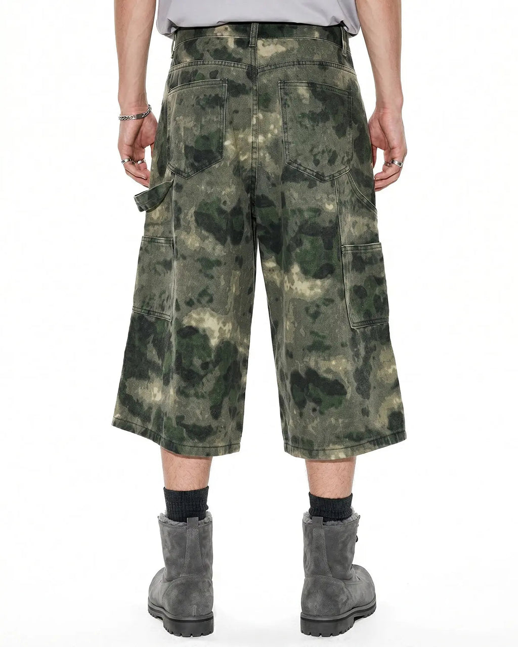 Washed Camo Cargo Longline Shorts | Inflation Streetwear