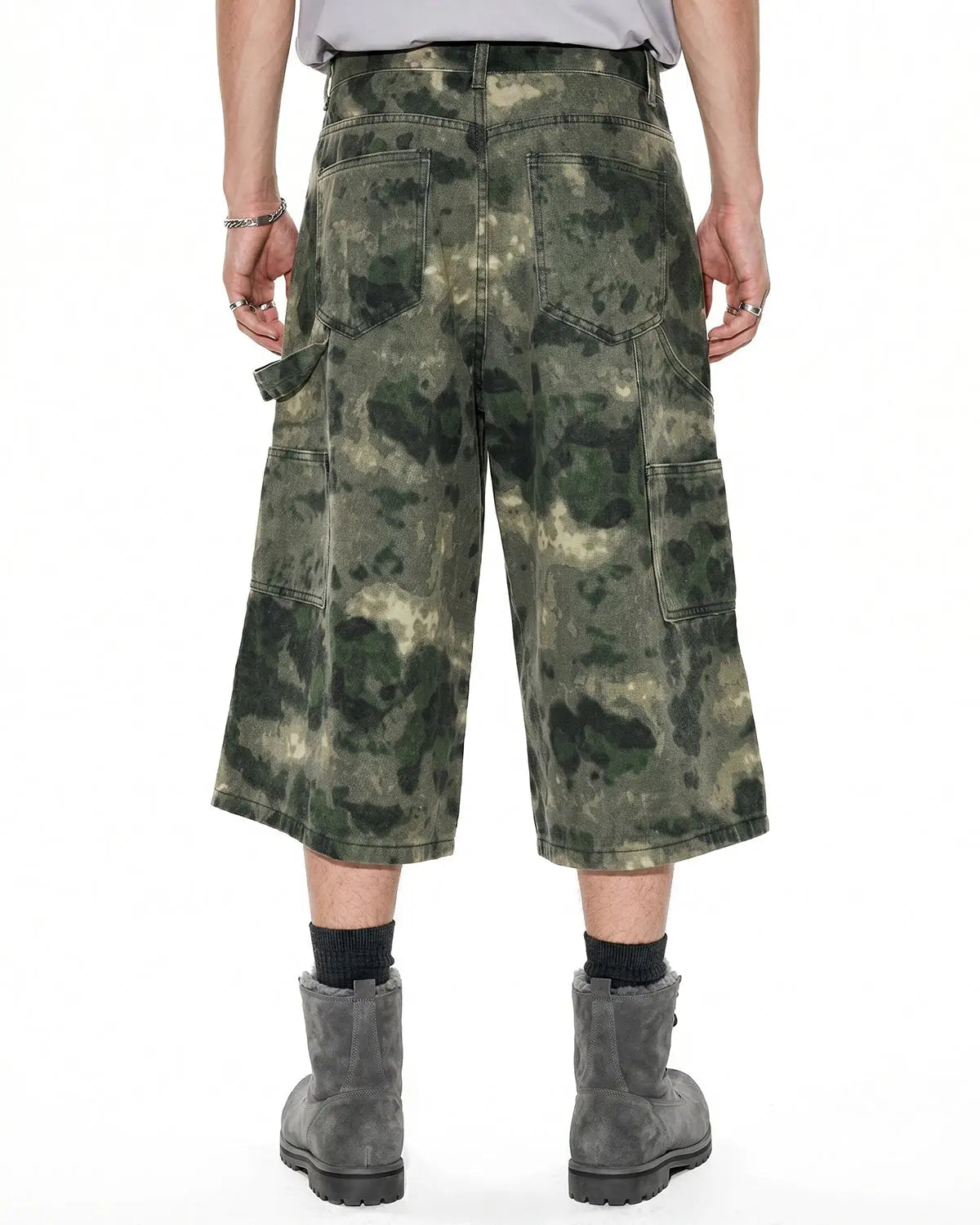 Washed Camo Cargo Longline Shorts | Inflation Streetwear
