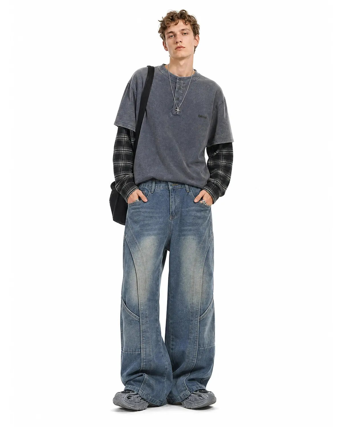 Deconstructed Baggy Straight-Leg Jeans | Inflation Streetwear
