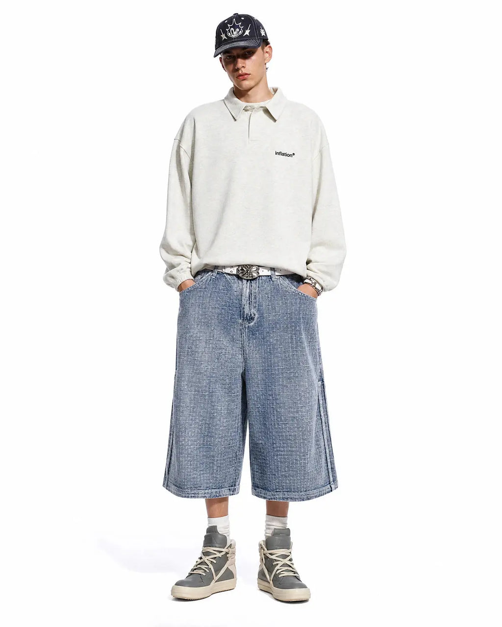 Grid Texture Baggy Jorts | Inflation Streetwear