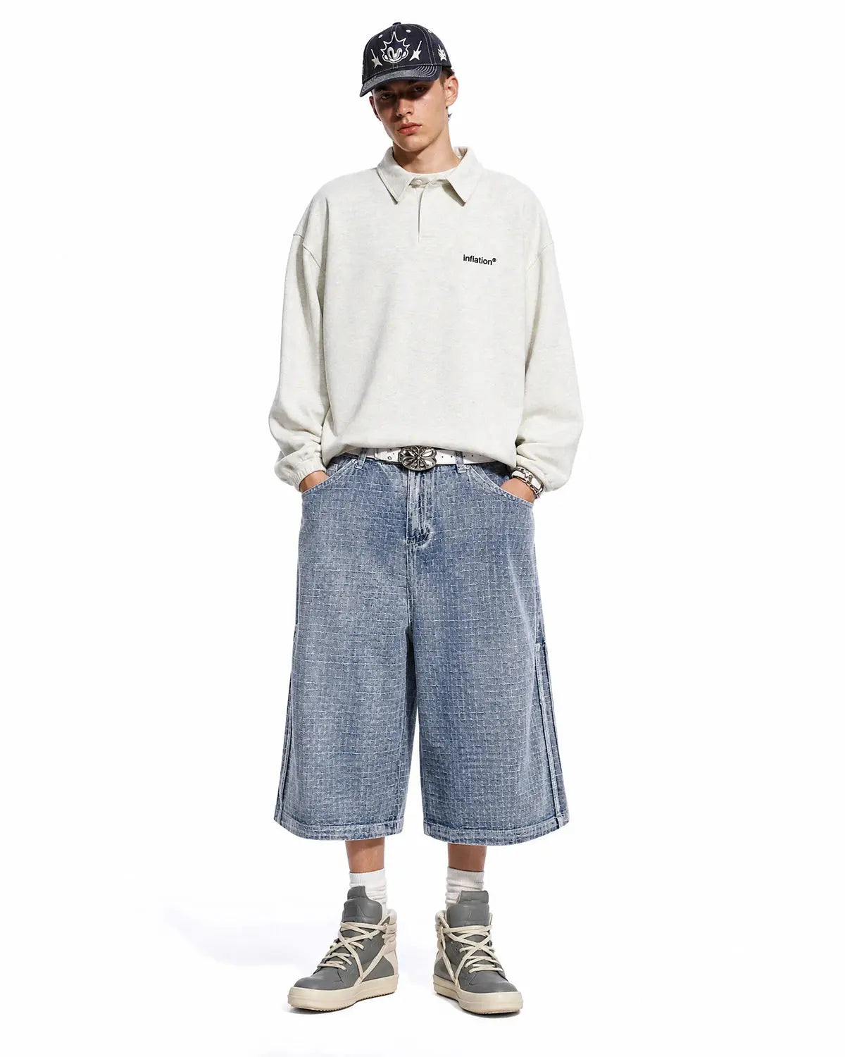 Grid Texture Baggy Jorts | Inflation Streetwear