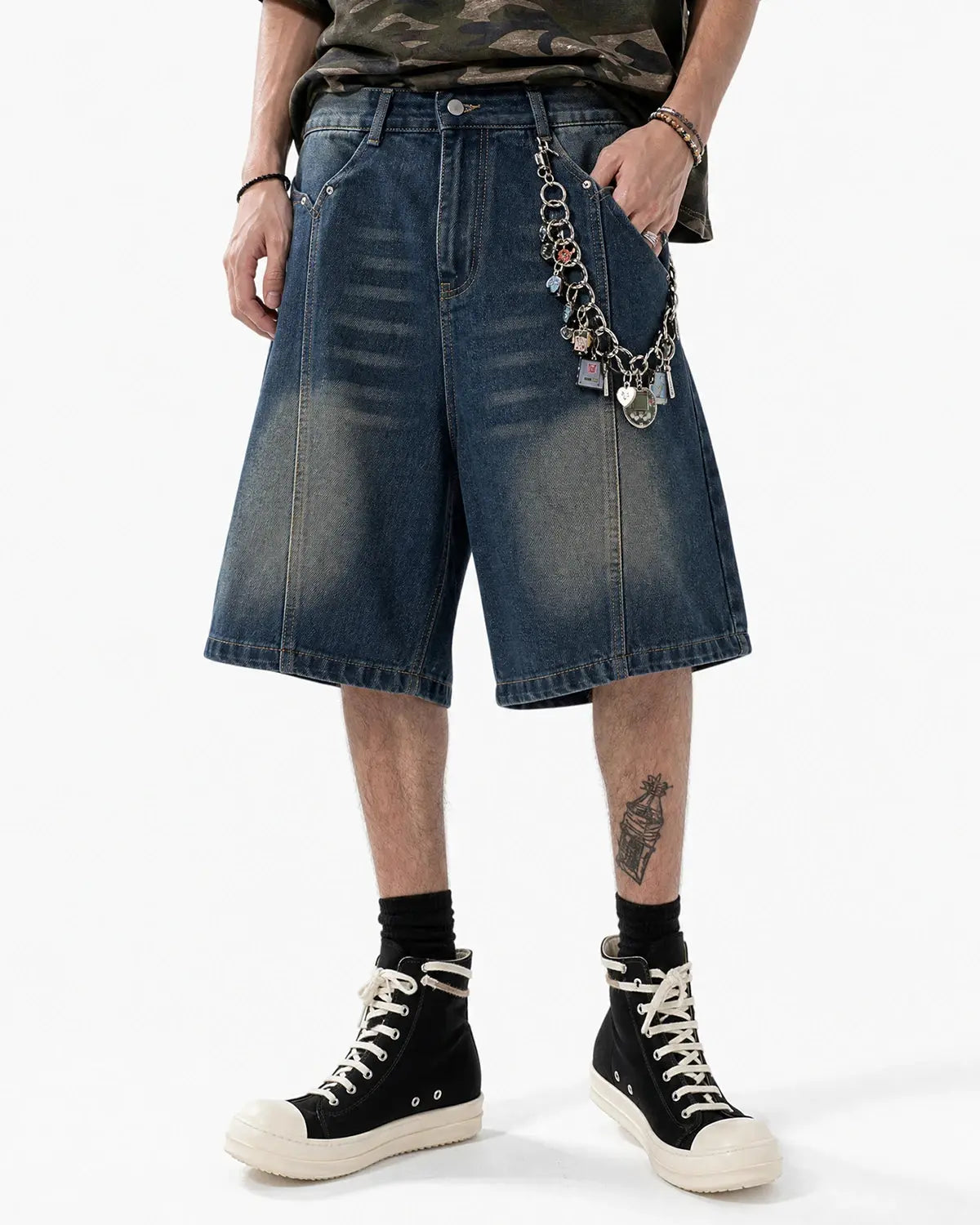Deconstructed Washed Denim Jorts | Inflation Streetwear