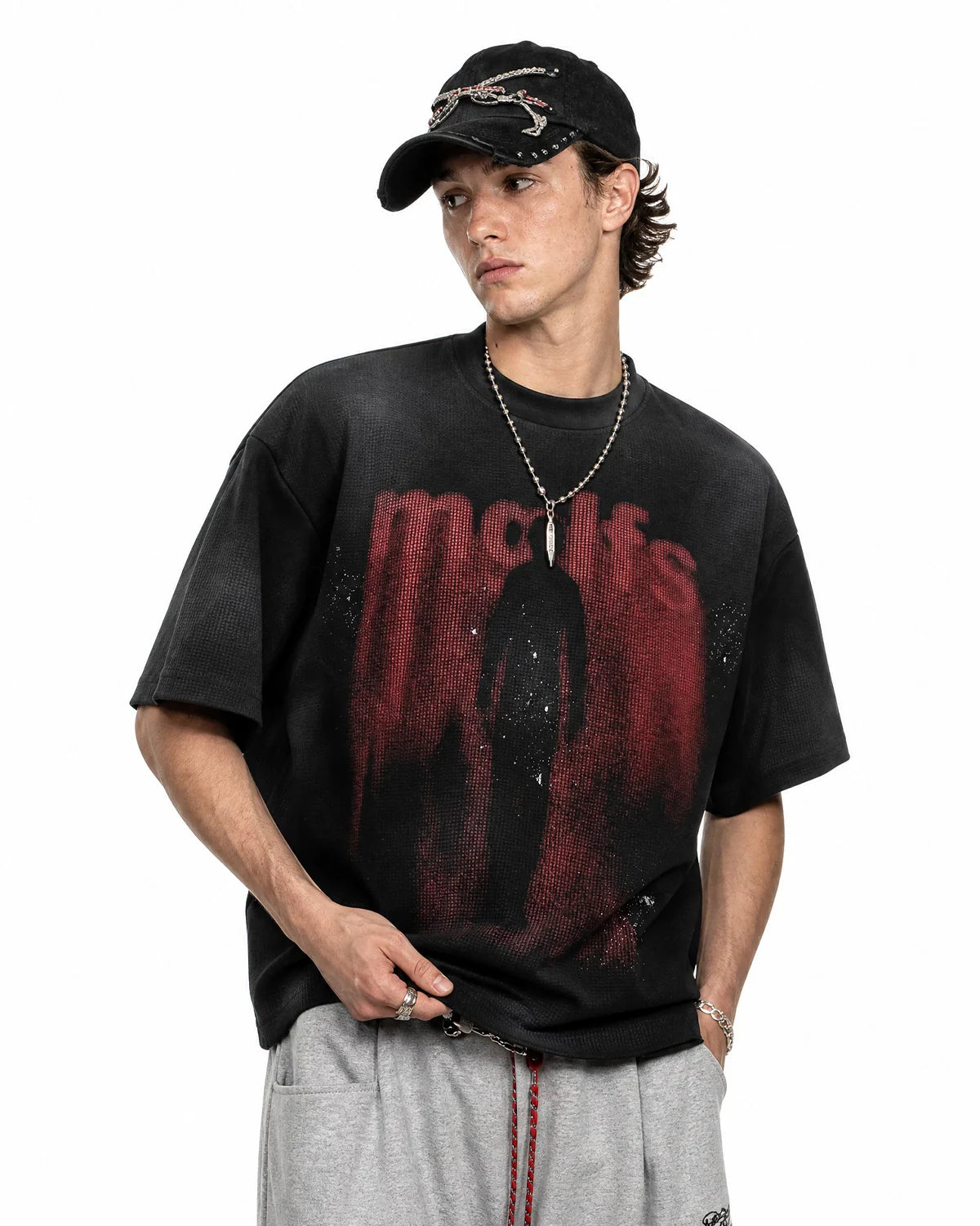 Gothic Letter Print Cotton T-Shirt | Inflation Streetwear