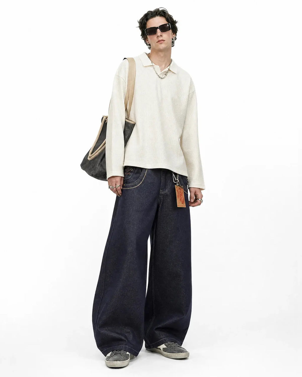Side Lace-Up Raw Baggy Jeans | Inflation Streetwear