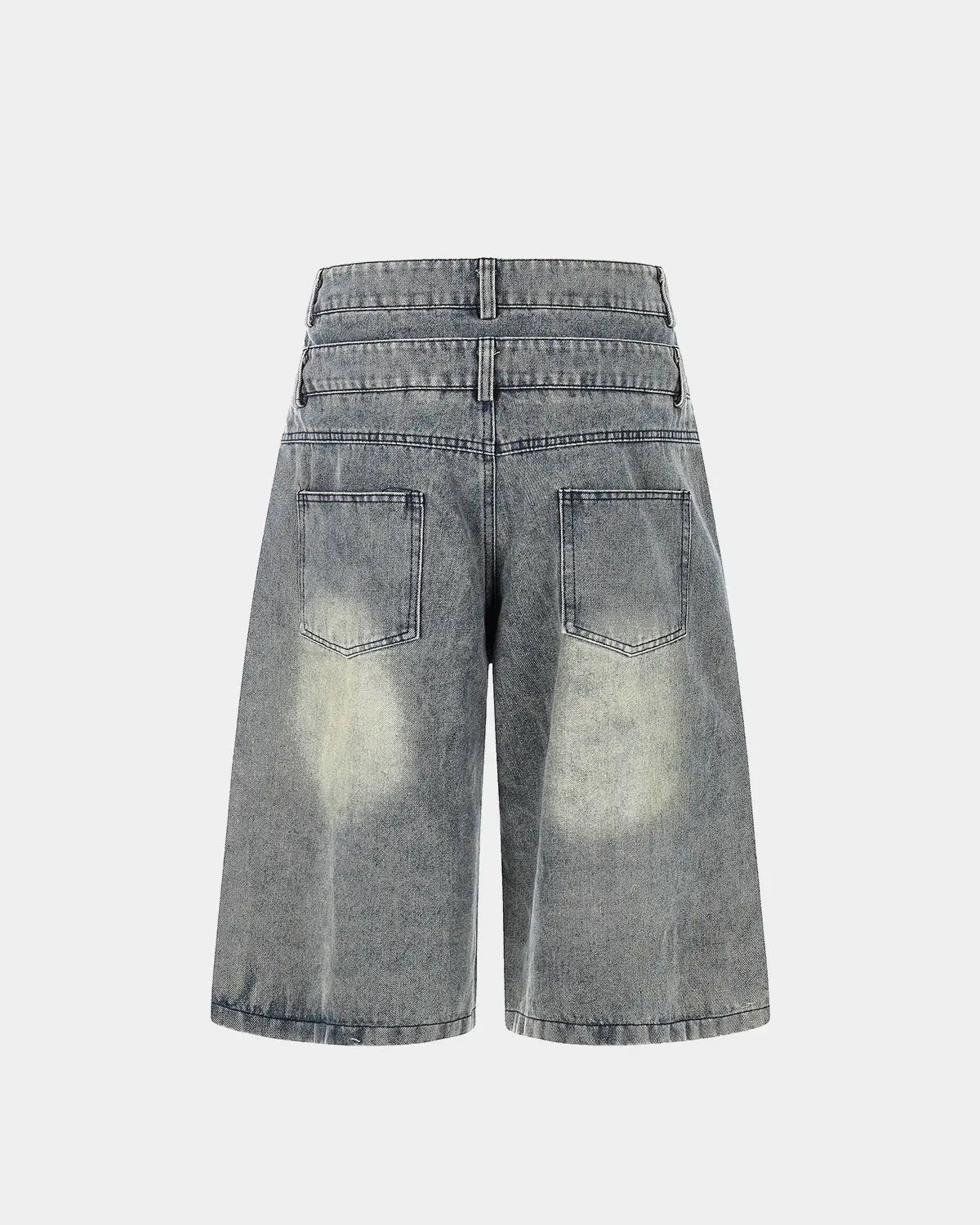 Rhinestone Cross Double Waist Denim Jorts | Inflation Streetwear