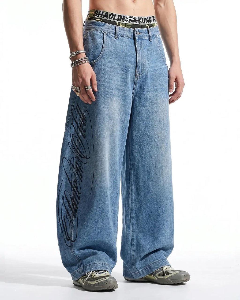 Script Graphic Barrel Jeans | Inflation Streetwear