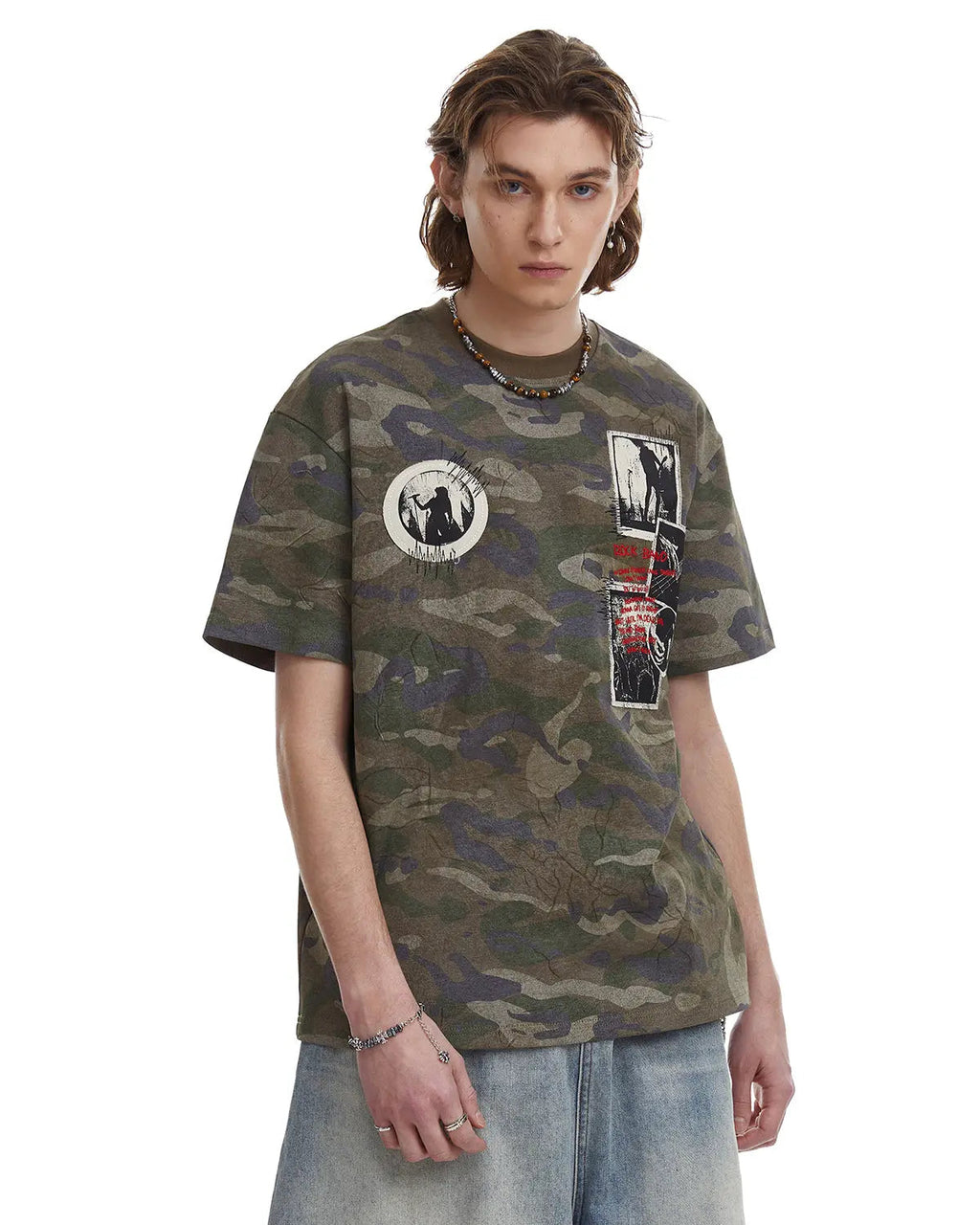Vintage Camo Patch Graphic T-Shirt | Inflation Streetwear