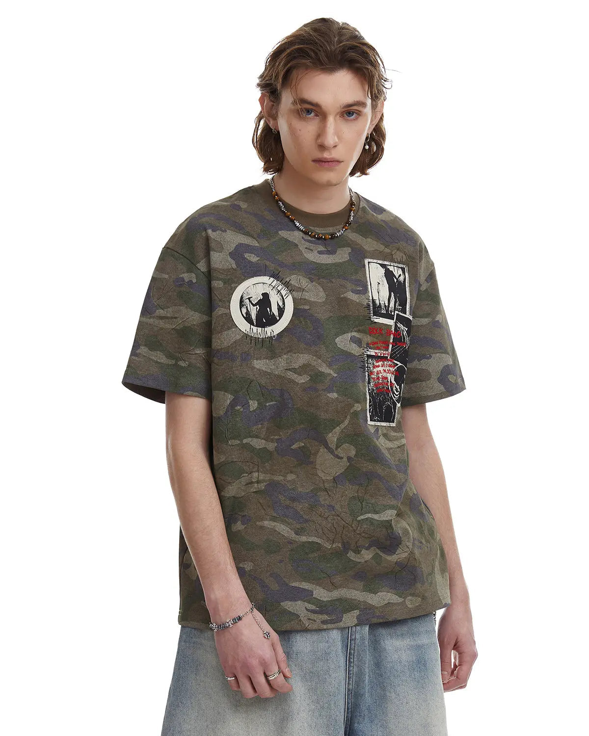 Vintage Camo Patch Graphic T-Shirt | Inflation Streetwear