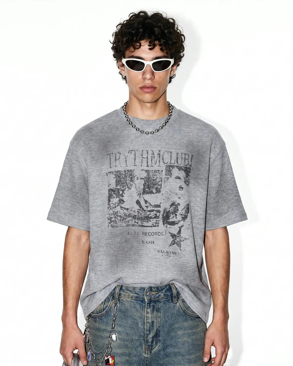 Distressed Graphic Waffle Tee | Inflation Streetwear