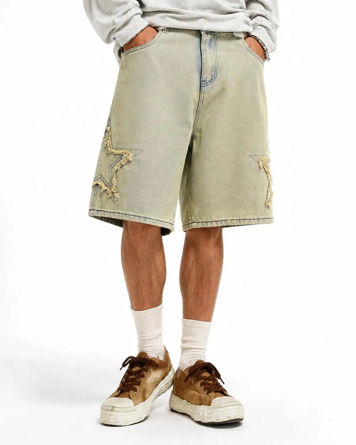 Star Patch Distressed Baggy Jorts | Inflation Streetwear